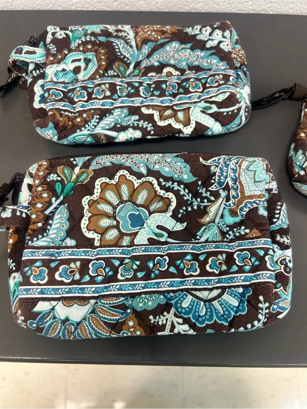 Vera Bradley Java Blue retired pattern cosmetic pouch set